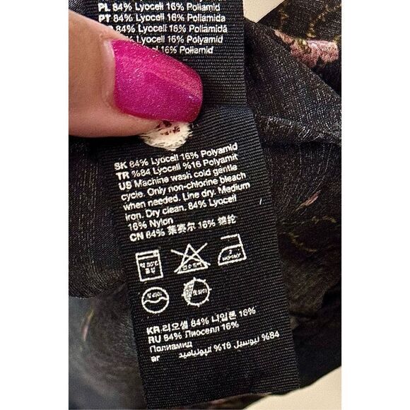 Stockholm Atelier X Other Stories Floral Print Dark Blue Wide Short Sleeve Dress - Picture 7 of 11